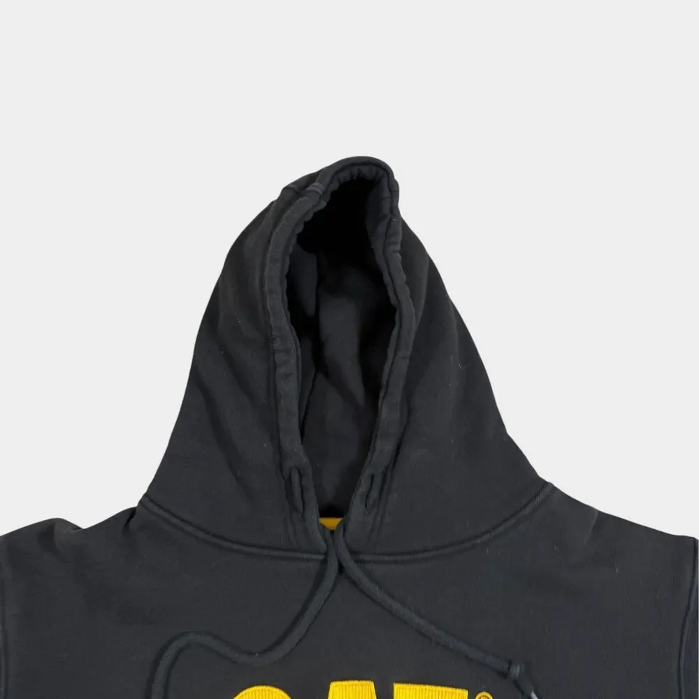 Caterpillar CAT Hoodie Men XL Black Yellow Embroidered Logo Workwear Sweatshirt - Picture 8 of 11
